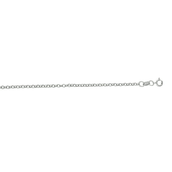 14K White Gold 2mm wide Diamond Cut Round Rolo Chain 16 Necklace with Spring Ring Clasp