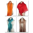 thumbnail image 4 of NYFASHION101 Fashionable Sparkly Glitter Thread Lightweight Tassel Scarf-Orange, 4 of 4