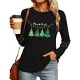 thumbnail image 5 of Christmas T-Shirts for Women Lightweight Crewneck Pullover Long Sleeve Graphic Printed Tees Holiday Xmas Tops (M, Black), 5 of 7