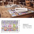 thumbnail image 3 of Placemats 1 Pack, Blue Purple Gnomes Woven Placemat, Linen Place Mats for Kitchen/Dining Tables, Spring Hydrangea Flower Leaf Pink Plaid Washable Table Mats for Party, 3 of 8