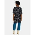 thumbnail image 3 of Time and Tru Women's Rayon Ruched Tie Front Print, S/M, Black Soot Floral, 3 of 4