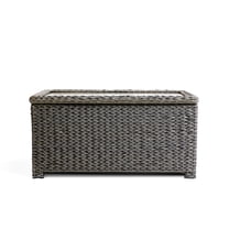 Krikacy Wicker Storage Cabinet Coffee Table,All-Weather HDPE Hand-Woven Rattan Side Table, Brown