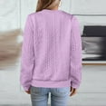 thumbnail image 4 of Women's Half Zip Sweatshirt Crew Neck Long Sleeve Cable Knit Pullover Tops 05-Purple M, 4 of 5