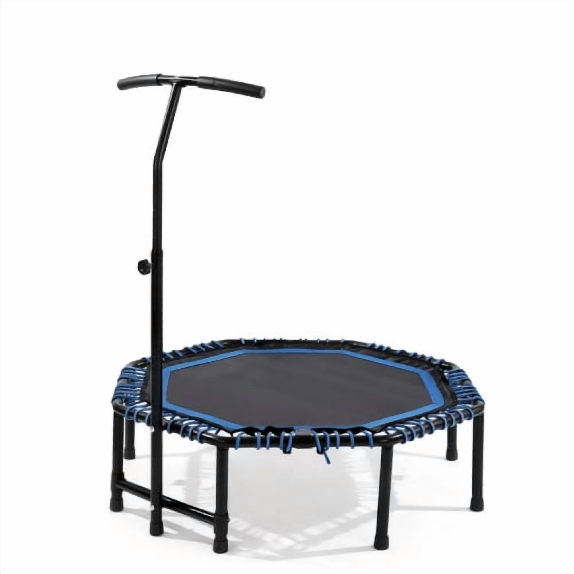 48 inch Foldable Fitness Trampoline for Adults, 450lbs Capacity Heavy Duty Rebounder with Adjustable Handlebar, Quiet Durable Bungee Rope, Low Impact Cardio & Strength Training Equipment for Home Gym