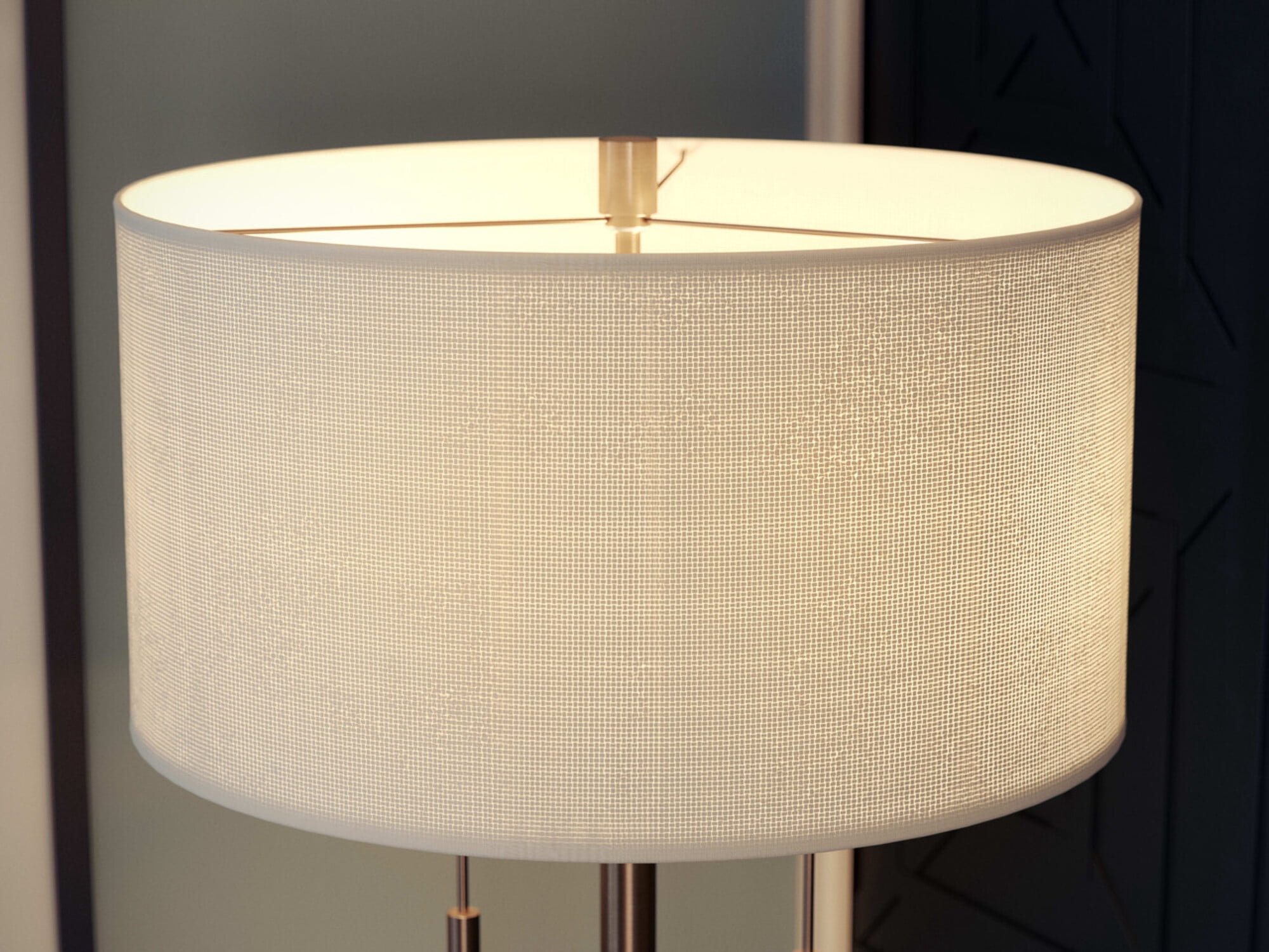 Kenroy Home Stowe 61'' Floor Lamp with White Fabric Drum Shade Transitional Floor Light Fixture for Living Room, Bedroom or Office, Antique Brass