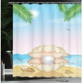 thumbnail image 4 of Ambesonne Pearls Shower Curtain, Shell on Sandy Beach, 69"Wx75"L, Cream Blue, 4 of 5