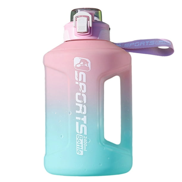 Termos para agua deportiva de 2400 ML, botella grande para Fitness para exteriores (rosa)