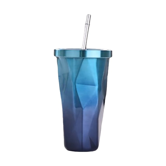 Yuarrent Taza de agua con botellas de paja para niños y adultos, tetera de viaje para senderismo, taza de café y bebida de acero inoxidable, vajilla Utensilios de cocina Azul Yuarrent HA066249-02