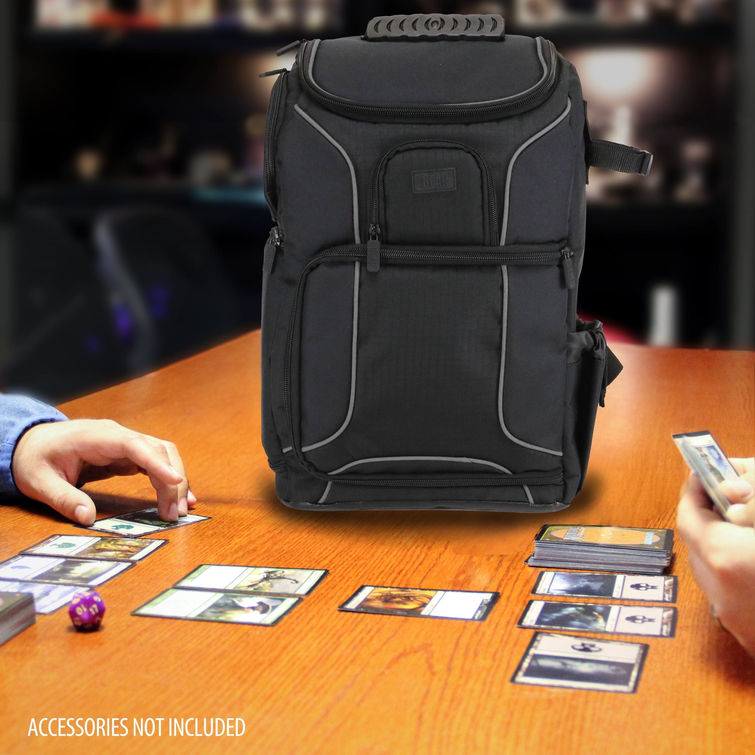 USA Gear MTG Backpack Compatible with Magic the Gathering, Playmat, Customizable Interior (Orange)
