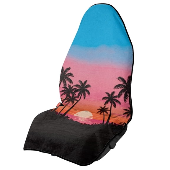 XYZCANDO Car Seat Towel Cover Sweating Warp Kitted Terry Cloth, Compatible with Car Interior Van, for Trucks SUVs SUV Truck, Palm Sunset