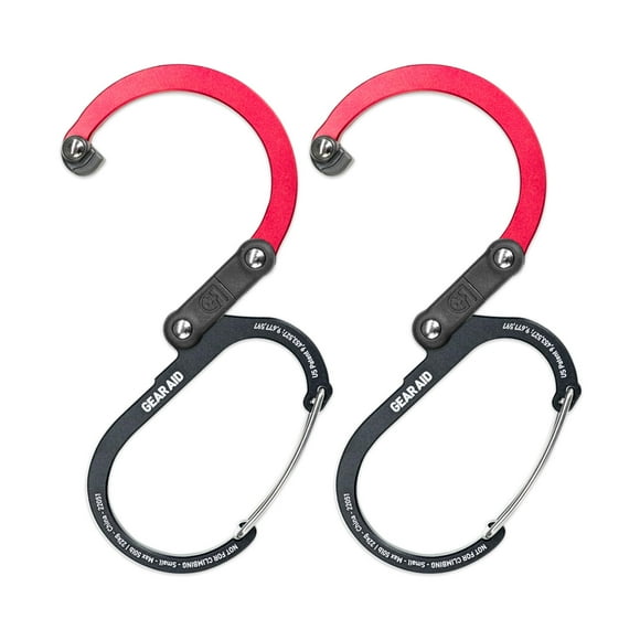 Clip Mosquetón GEAR AID HEROCLIP Pequeño Negro y Rojo Paquete de 2