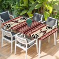 thumbnail image 2 of Red Beige Boho Table Cloths for 6 Foot Rectangle Tables, Vintage Abstract Art Ethnic Tribe Patio Waterproof Elastic Fitted Tablecloths, Washable Rectangular Table Cover for Camping, 2 of 8
