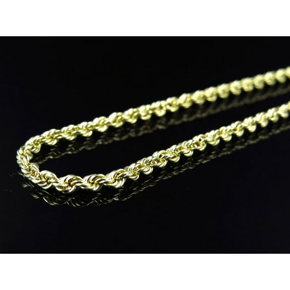 Mens/ Ladies 1/10th 10K Yellow Gold 2.5 MM Hollow Rope Chain Necklace 16-28 Ins