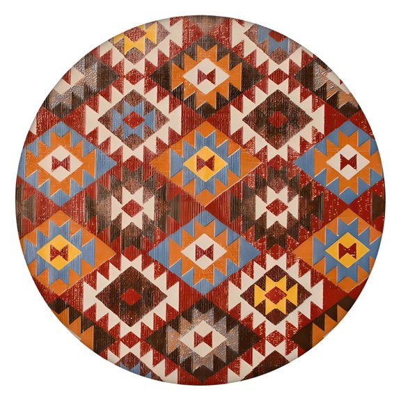 Elasticized Round Tablecloth Bohemian Floral Pattern, Secure Fit for 52-56 Inch Tables, Vibrant Table Cover for Indoor Outdoor Use