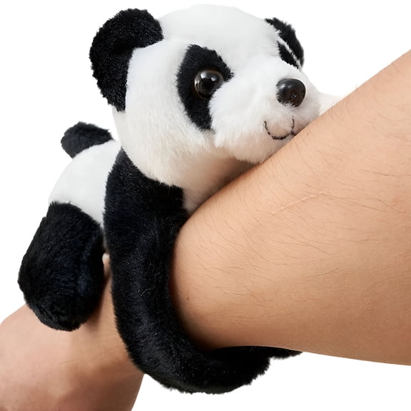 BESTSKY 5.9In Panda Stuffed Animal Slap Bracelet Novel Animal Interactive Plush Toy Wearable Plush Snap Bracelet Wrist Stuffed Animal Toy