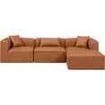 thumbnail image 4 of Meridian Furniture Cube Cognac Vegan Leather 4-Pc. L-Shaped Modular Sectional, 4 of 9