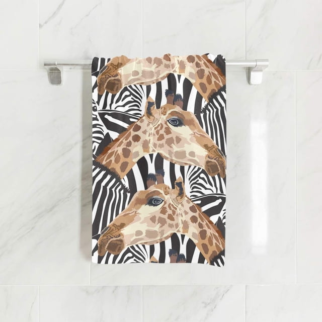 senya Soft Hand Towels, Zebra and Giraffe Highly Absorbent Hand Towels for Bathroom, Hand, Face, Gym