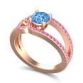 thumbnail image 2 of Diamond-Capitals 2.50 Carat Elegant Round Cut Blue Topaz & Pink Sapphire Gemstone Bridal Ring for Ladies Solid 18K Rose Gold Size 10, 2 of 8