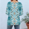 thumbnail image 6 of Jsaierl 3/4 Sleeve Womens Tops Summer Crew Neck Shirts Retro Graphic Petite Blouses Workout Vacation Tunic Top S-5XL, 6 of 7