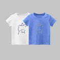 thumbnail image 3 of 2-Pack Girls Cute T-Shirt Kids Summer Short Sleeve Tops Bear Casual Cotton Trendy Crew Neck Graphic Tees Loose Blouses, White/Blue, 4 Years, 3 of 3