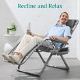 thumbnail image 3 of Best Choice Products Monochromatic Zero Gravity Chair, Folding Patio Recliner w/Side Tray, Headrest - Dove Gray, 3 of 8