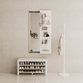 thumbnail image 4 of Muwuele Full Length Mirror, Pegboard with Shelf and Hooks, 64"L x 16"W, Wall Mounted Mirror with Multifunctional Design Panel, Entryway Mirrors for Living Room, Bedroom, White, 4 of 11