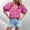 New/Pink, variant on Otvok Womens Casual Tops Stand-Up Collar Short Half Sleeve Casual T-Shirt Blouse