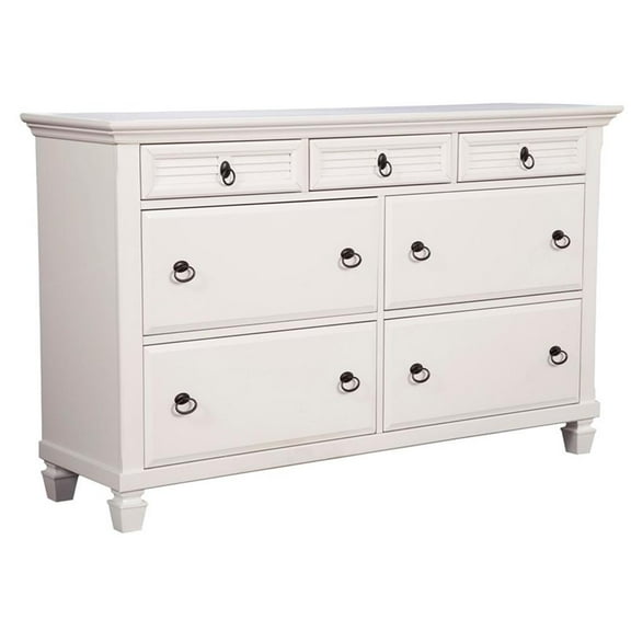 Pemberly Row Modern / Contemporary 7 Drawer Wood Dresser in White