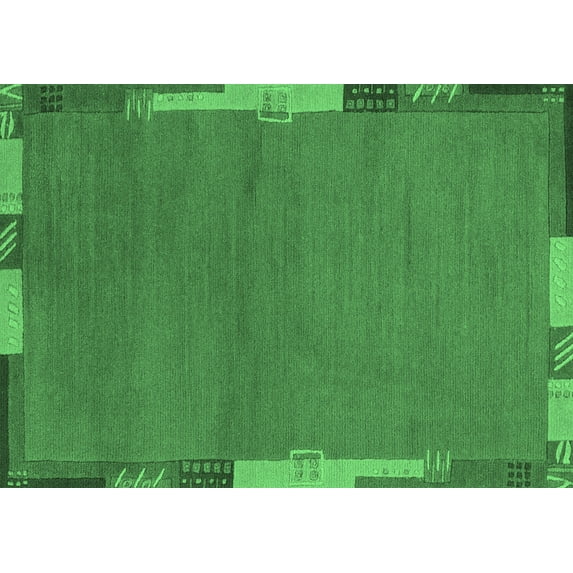 Ahgly Company Indoor Rectangle Abstract Emerald Green Modern Area Rugs, 7' x 9'