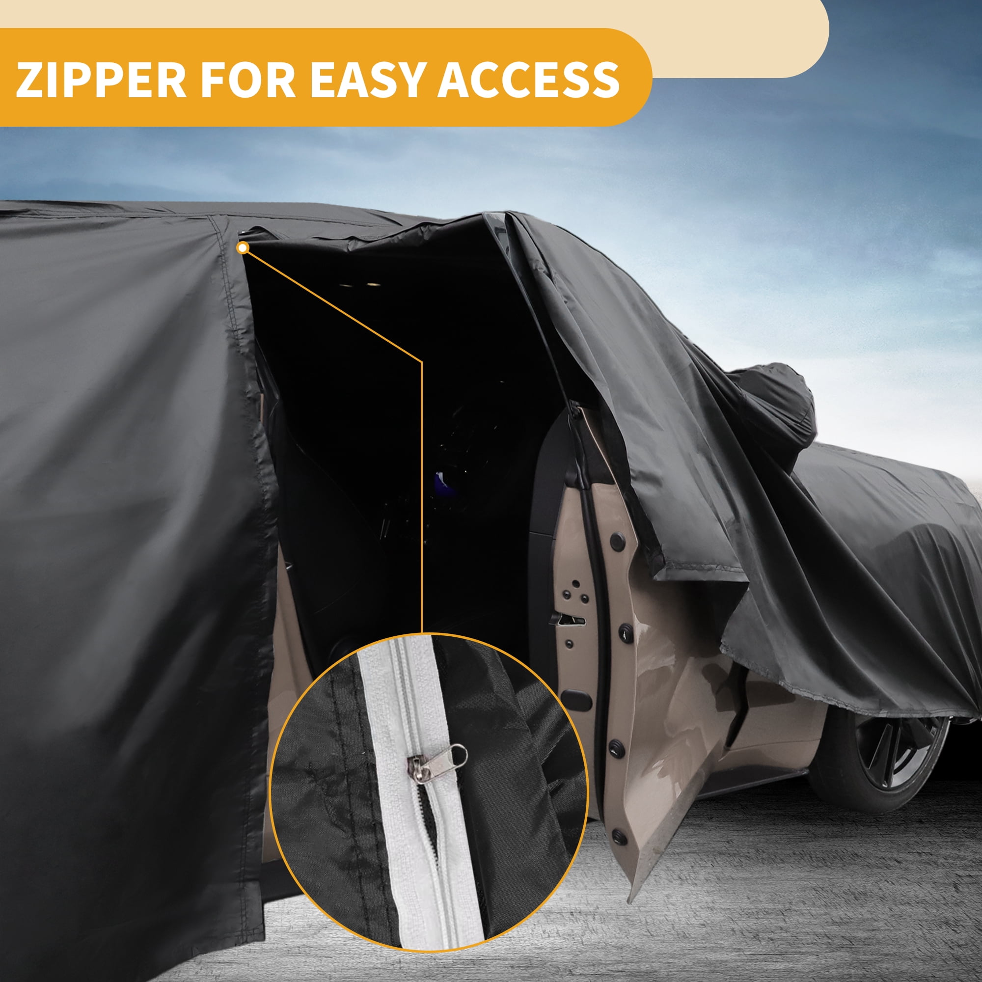 Unique Bargains Waterproof Car Cover Reflective for Polestar 2 186.61"x57.09"x48.43"