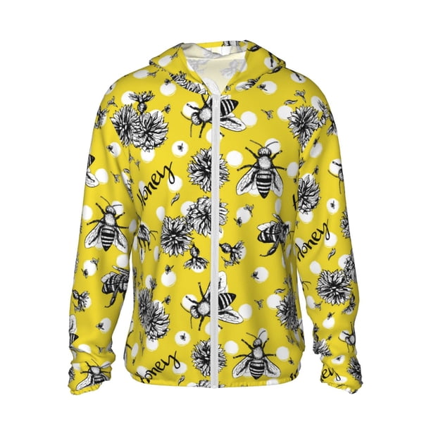 Fotbe Honeybee Chaqueta con Protección Solar UPF 50+ para Hombre y Mujer, Camisa con Capucha y Bolsillos-Large