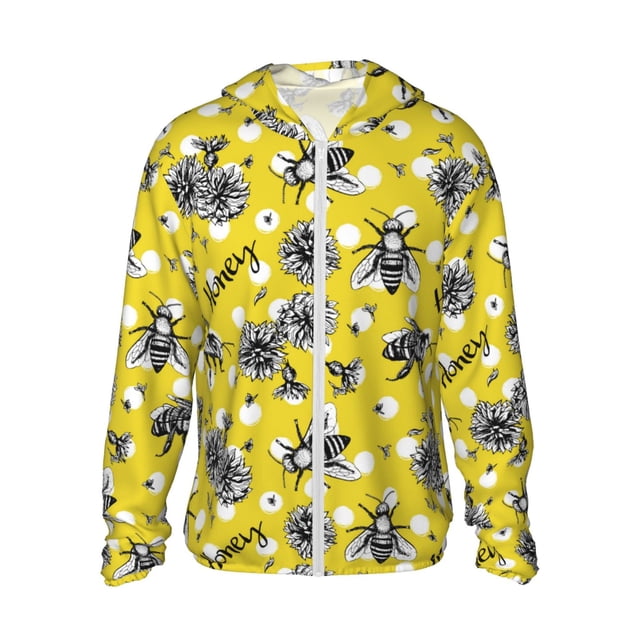 Fotbe Honeybee Chaqueta con Protección Solar UPF 50+ para Hombre y Mujer, Camisa con Capucha y Bolsillos-Large