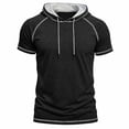 thumbnail image 5 of Yertdoel Hoodies for Men, Solid Color Short Sleeve Drawstring Hooded Sweatshirt Soft Loose Breathable Outdoor Workout Walking Summer Casual Tops, 5 of 8