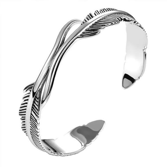 Bracelets for Girls & in Bracele Jewelry Er Gift Feath Silver Bangles Bracelet Pretty Women Bracelets (Silver )