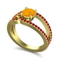 thumbnail image 2 of 2.50 Carat Unique Round Cut Citrine & Red Ruby Gemstone Bridal Ring for her 18K Yellow Gold Size 6.5 by Diamond-Capitals, 2 of 8