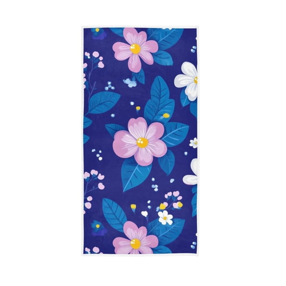 Purple Art Flowers Face Towel Absorbent Hand Towels Bath Sport Gym