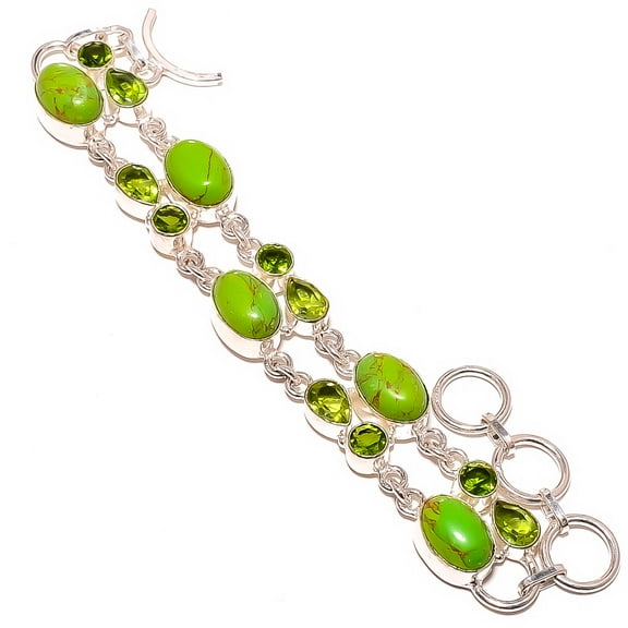 Copper Green Turquoise 925 Sterling Silver Bracelet 7-7.99" TB7510-178, Gemstone Jewelry, Birthday Gift, Beautiful Jewelry For Woman & Girls
