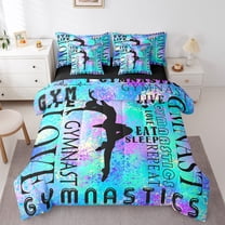 Erosebridal Gymnastics Bedding Twin Size, Sport Lover Bedding Sets Twin Size, Eat Sleep Reversible Comforter Sets with Sheets, Breathable Room Decoration, 7-Piece
