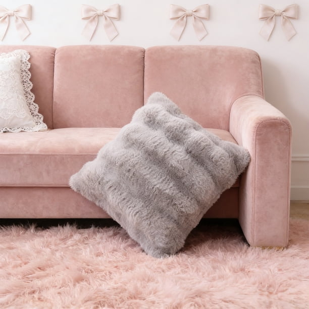 Fundas de cojines de terciopelo Súper suaves de doble cara para sofá, sofá y cama - Fundas decorativas de cojines peludas para el salón