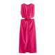 thumbnail image 3 of HH TRAF 2024 Vestido largo informal para mujer, liso, cuello redondo, sin mangas, abertura en la cintura, cremallera, vestidos de verano para mujer, moda, 2 colores, 3 of 4