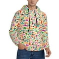 thumbnail image 2 of Lsque Travel Pattern Casual Men's Hoodie,Hooded Sweatshirt with Kangaroo Pocket,Pullover Hoodie-Large, 2 of 7
