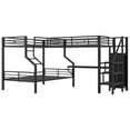 thumbnail image 4 of EUROCO Metal L Shaped Twin over Full Bunk Bed and Twin Gaming Loft Bed with Desk, Functional Storage Bed with Wardrobe and USB Ports, Black, 4 of 9
