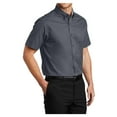 thumbnail image 4 of Mens Short Sleeve Easy Care Cotton/Polyester Shirt Steel Grey/ Light Stone 5X-Large, 4 of 6