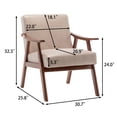 thumbnail image 2 of Mid-Century Modern Accent Chair,Velvet Upholstered Arm Chair with Solid Wood Frame & Extra-Thick Backrest,Single Sofa Armchair for Living Room, Bedroom, Balcont,Light Camel, 2 of 7