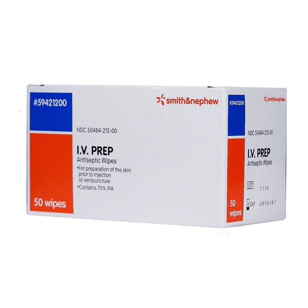 Antiseptic Wipe IV PREP Isopropyl Alcohol 70% Individual Packet Box of 50 8 Pack