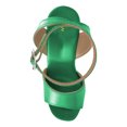 thumbnail image 4 of YDN Women's Open Toe Platform Sandals Wooden Block High Heels with Adjustable Ankle Buckle Strap Daily Casual Outfit Party Shoes Size 11 Green, 4 of 4