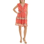 Nanette Lepore Flutter Sleeve Midi Dress with Border Print