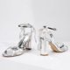 thumbnail image 4 of Sandalias Mofri ShowHow para mujer, pajarita de seda, tacones plateados 6, 4 of 6