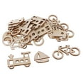 thumbnail image 1 of 50 Pieces Natural Blank Wood Bike Ship Car Train Plane Wooden Shapes Plaque Embellishment Tags for Kids Handmade DIY Craft 60x30mm, 1 of 7