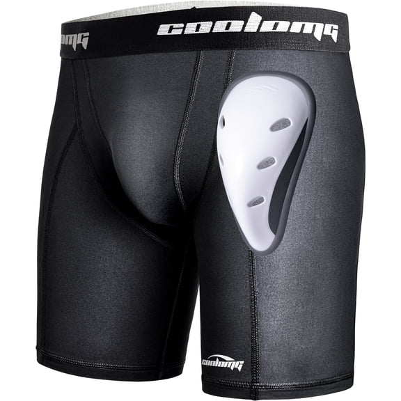 COOLOMG Mens Compression Shorts with Cup Athletic Sliding Underwear for Baseball Football MMA Lacrosse Field Hockey